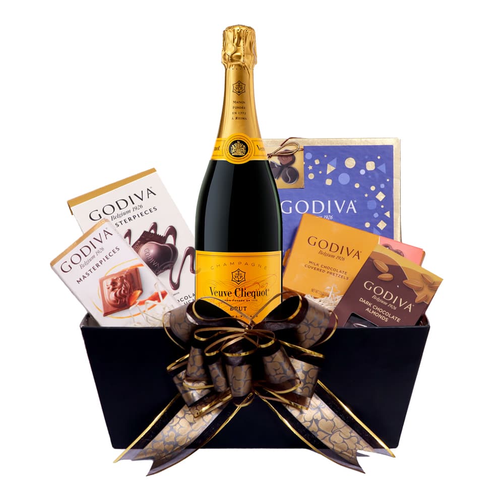 Veuve Clicquot Champagne & Assorted Godiva Chocolates Basket