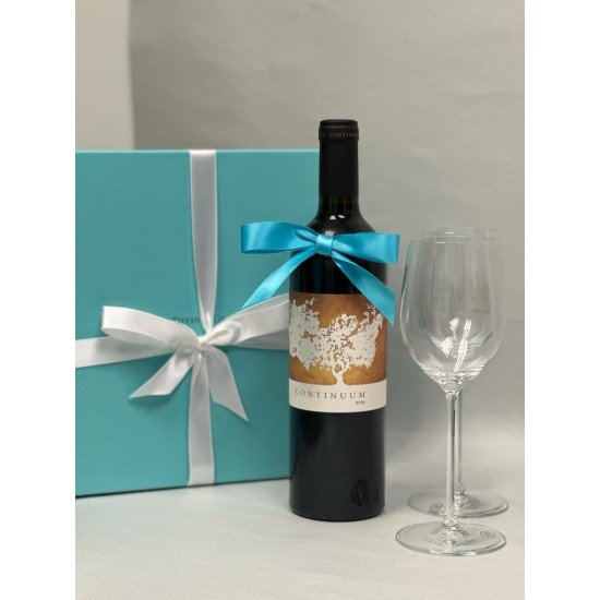 Continuum Proprietary Red Blend & Tiffany Wine Glasses Set