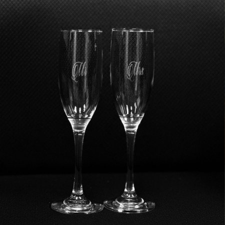 Mr and Mrs Champagne Flutes with Veuve Clicquot Champagne