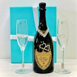 Tiffany Toasting Flutes & Dom Pérignon Champagne Gift Set