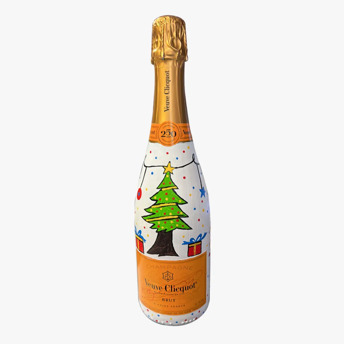 Christmas Special Hand-Painted Veuve Clicquot Bottle