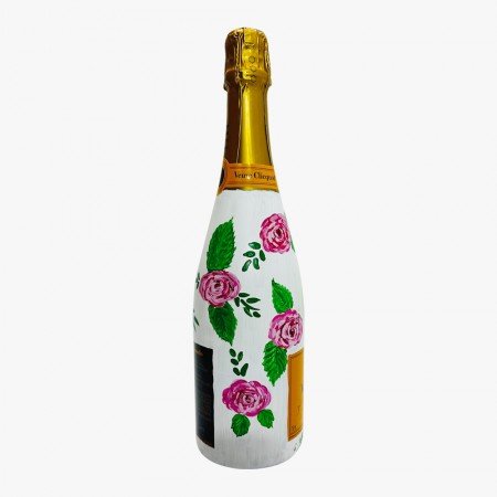 Hand-Painted Veuve Clicquot Flower Bottle