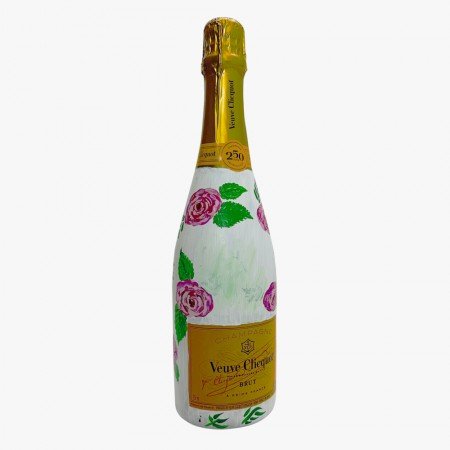 Hand-Painted Veuve Clicquot Flower Bottle