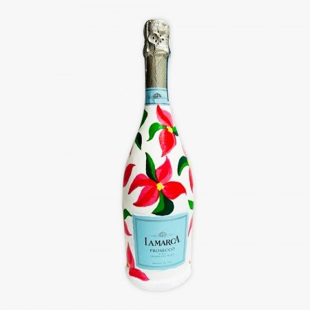 Hand-Painted Floral La Marca Bottle