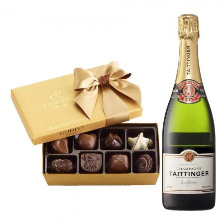 Taittinger champagne and Godiva 8 pc 