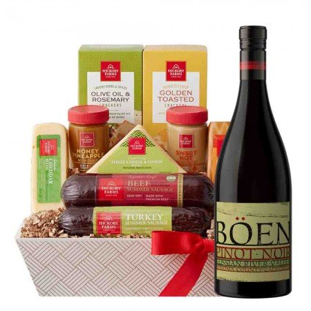 Boen Pinot Noir Russian River Valley With Hickory Cheese Wine Gift Basket