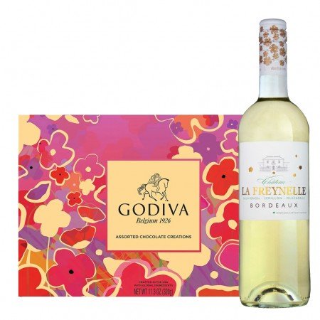 Chateau La Freynelle Bordeaux Blanc and Godiva 26 PC gift Set