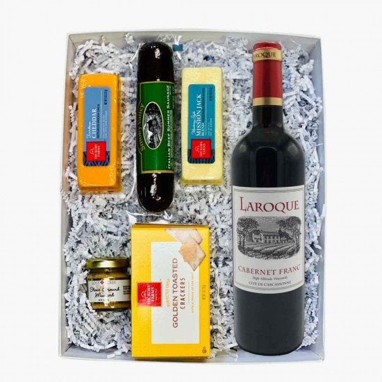 Domaine Laroque Cite de Carcassonne Cabernet Franc Red Wine And Cheese Gift Box