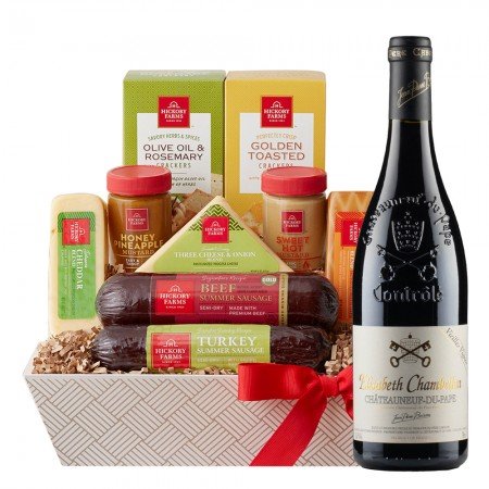 Elisabeth Chambellan Vieilles Vignes Chateauneuf-du-Pape And Hickory Cheese Gift Basket