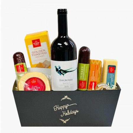 Happy Holiday Gaja Dagromis Barolo Wine Cheese Gift Basket