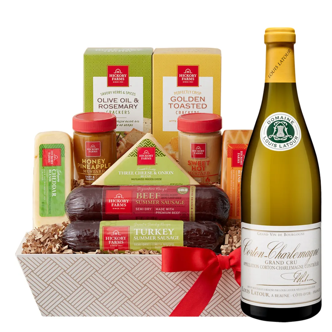 Louis Latour Corton Charlemagne Grand Cru French White Wine and Cheese Gift Basket