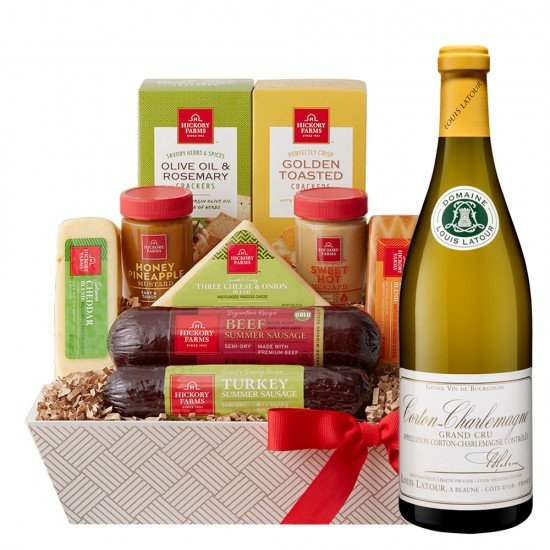 Louis Latour Corton Charlemagne Grand Cru French White Wine & Hickory Cheese Basket	