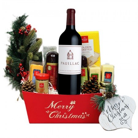 Merry Christmas Le Pauillac de Chateau Latour Wine Gift Basket