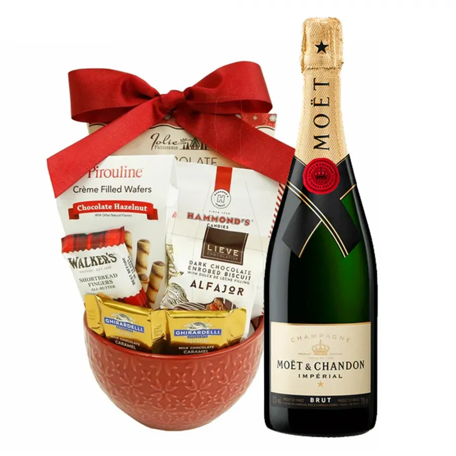 Moet & Chandon With Assorted Godiva Chocolate Basket & Mug