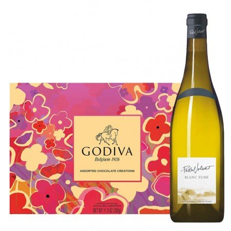 Pascal Jolivet Blanc Fume Wine And Godiva 26pc Chocolate Gift Box