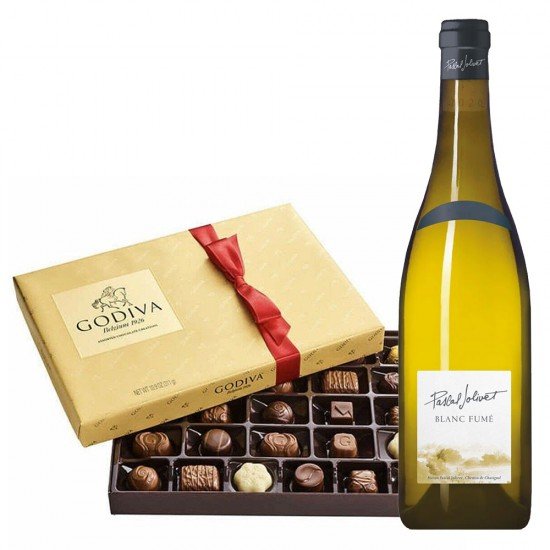 Pascal Jolivet Blanc Fume Wine And Godiva 26pc Chocolate Gift Box