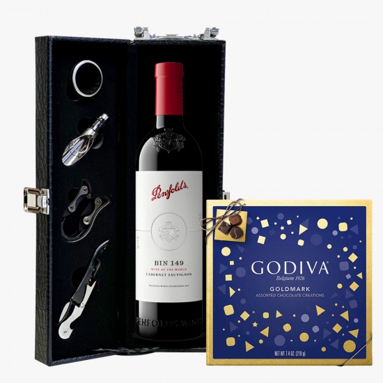 Penfolds Bin 149 Cabernet Wine & Godiva 9 Pc Masterpieces Gift Set