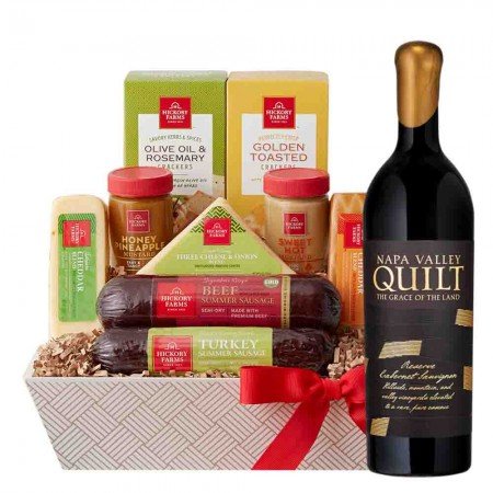 Quilt Napa Valley Reserve Cabernet Sauvignon With Hickory Cheese Wine Gift Basket