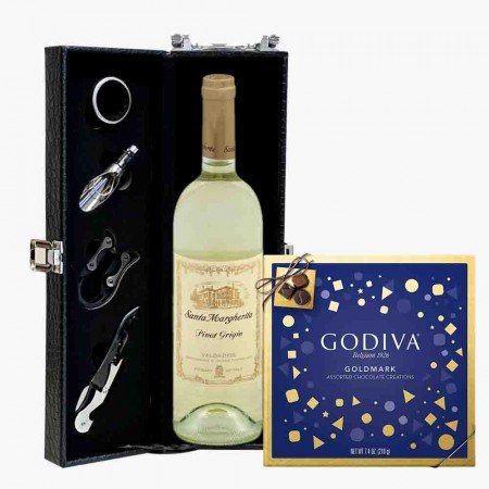 Santa Margherita Pinot Grigio And Godiva 9 Pc Chocolate Truffle Gift Set