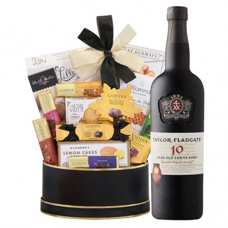 Taylor Fladgate 10 Year Old Tawny Port Wine And Godiva Gift Basket