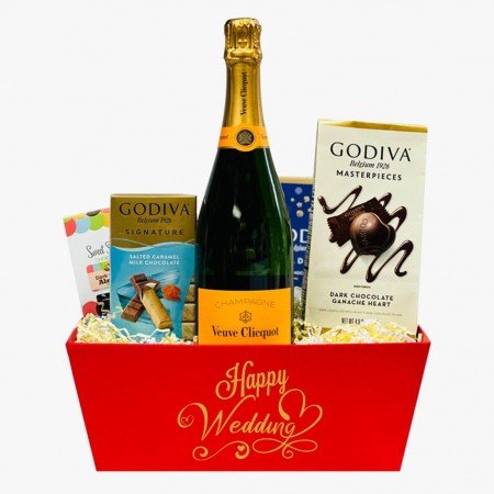 Wedding Gift Basket with Veuve Clicquot Champagne