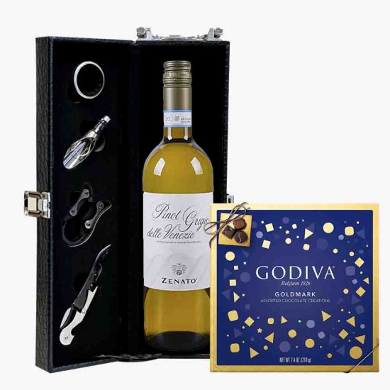 Zenato Pinot Grigio Wine And Godiva 9 Pc Gift Box