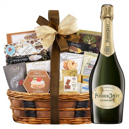 Perrier Jouet Grand Brut Champagne And Bon Appetit Gourmet Gift Basket