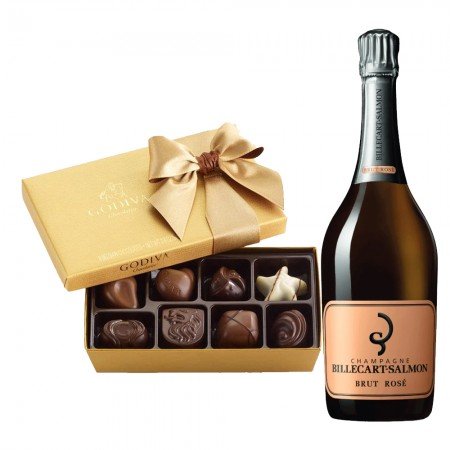 Billecart-Salmon Brut Rose Champagne With Godiva 8 PC