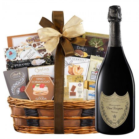 Dom Perignon Brut Champagne And Bon Appetit Gourmet Gift Basket 