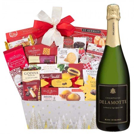 Delamotte Blanc De Blancs Champagne And Godiva Gift Basket