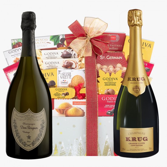  Dom Perignon, Krug Champagne and Godiva Gift Basket