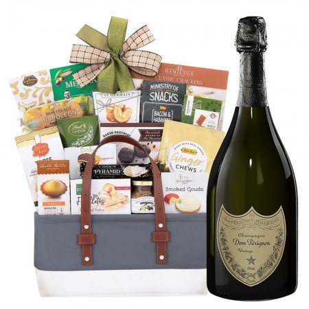 The Gourmet Delight Gift Basket With Dom Perignon Champagne