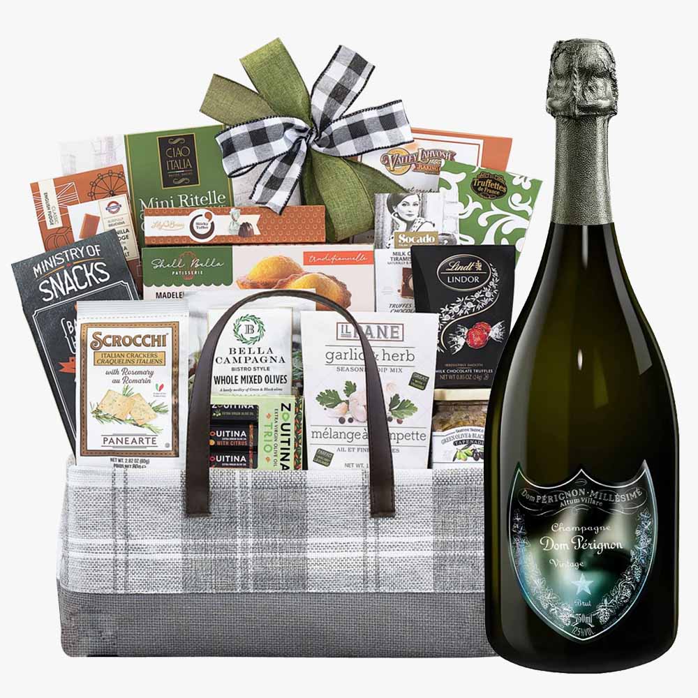 The Gourmet Delight Gift Basket With Dom Perignon Lady Gaga Brut