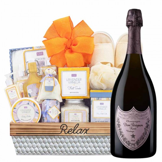Dom Perignon Rose Champagne And Spa Gift Basket