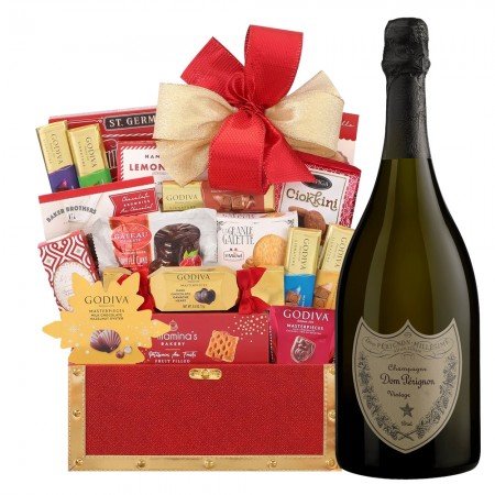 Dom Perignon Vintage Brut Champagne And Golden Gift Basket