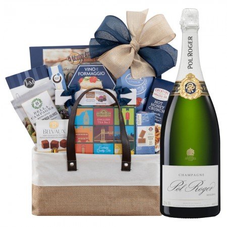 Gourmet Delight Pol Roger Brut Réserve Champagne Gift Basket