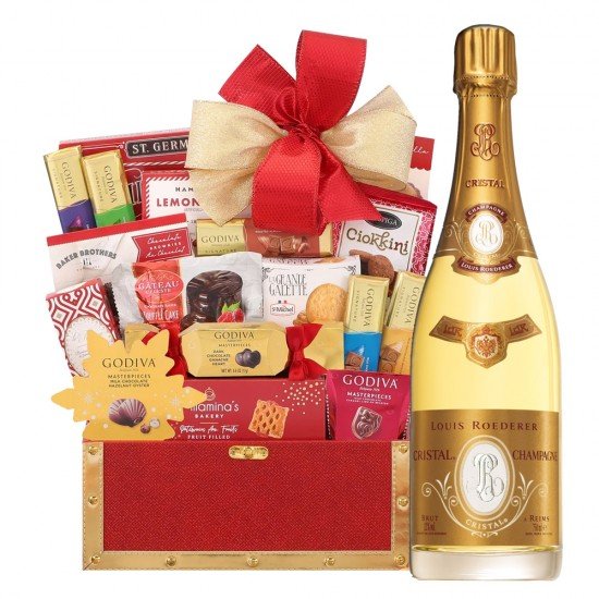 Louis Roederer Cristal Champagne And Golden Gift Basket