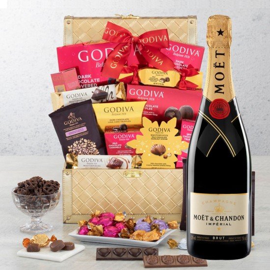 Moet & Chandon Imperial Champagne and Golden Gift Basket