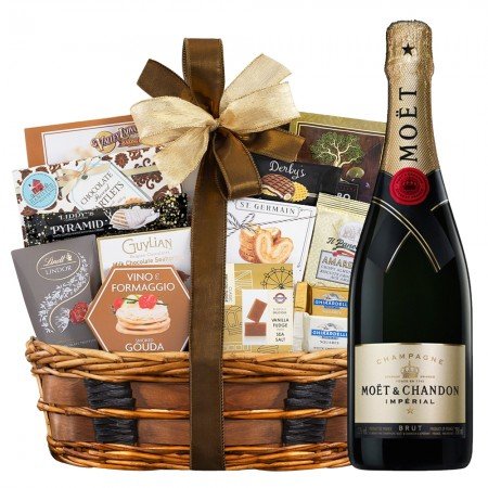 Moet & Chandon Imperial Brut Champagne And Bon Appetit Gourmet Gift Basket