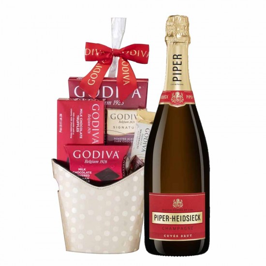 Champagne Basket And Buy Godiva Gift Piper Heidsieck
