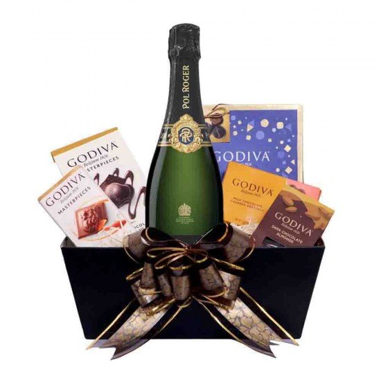 Pol Roger Champagne And Godiva Gift Basket