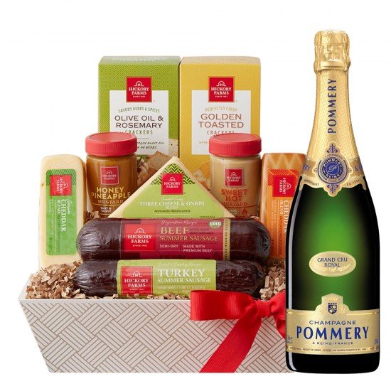 Pommery Grand Cru Royal Champagne And Hickory Cheese Gift Basket