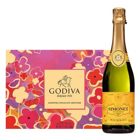 Simonet Blanc De Blancs Brut Sparkling Wine with Godiva 26 pc