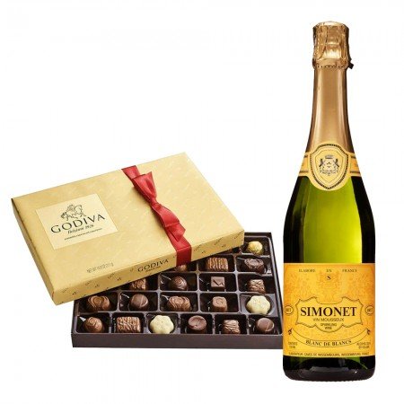 Simonet Blanc De Blancs Brut Sparkling Wine with Godiva 26 pc