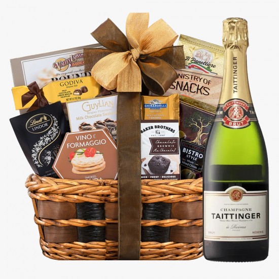 Taittinger champagne with bon appetit gourmet gift basket