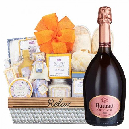 Ruinart Rose Champagne And Spa Gift Basket