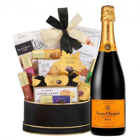 Veuve Clicquot And Godiva Black & Gold Celebration Gift Basket