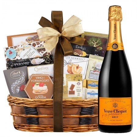 Veuve Clicquot Brut Champagne and Bon Appetit Gourmet Gift Basket