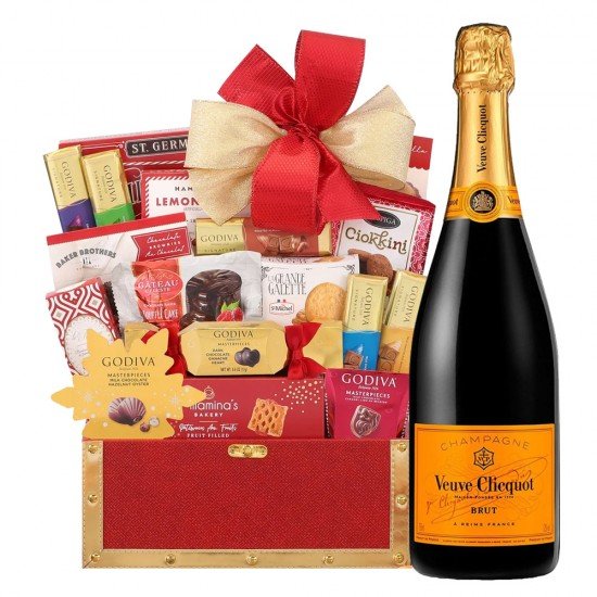 Veuve Clicquot Brut Champagne And Golden Gift Basket