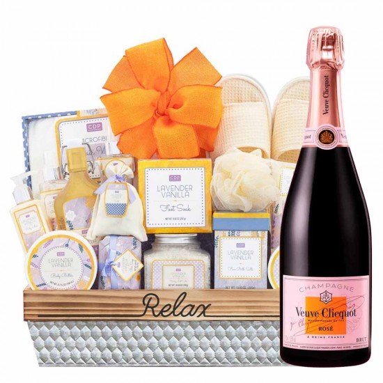 Veuve Clicquot Rose Champagne And Spa Gift Basket